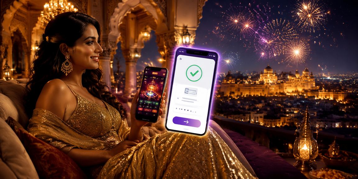 Indian user making mobile payment for online betting