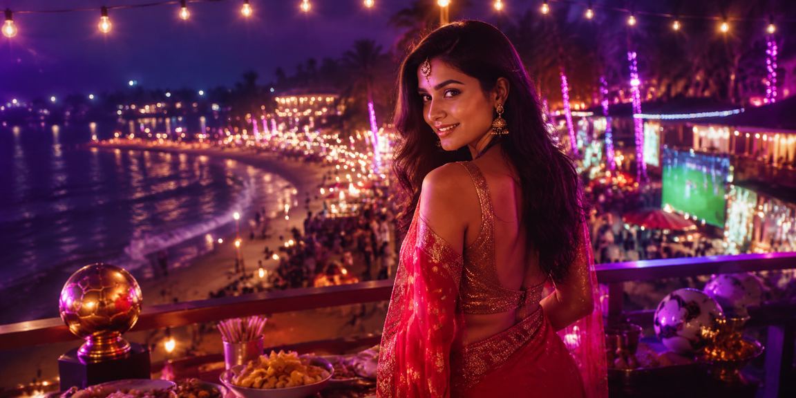 Indian woman enjoying sports betting on mobile