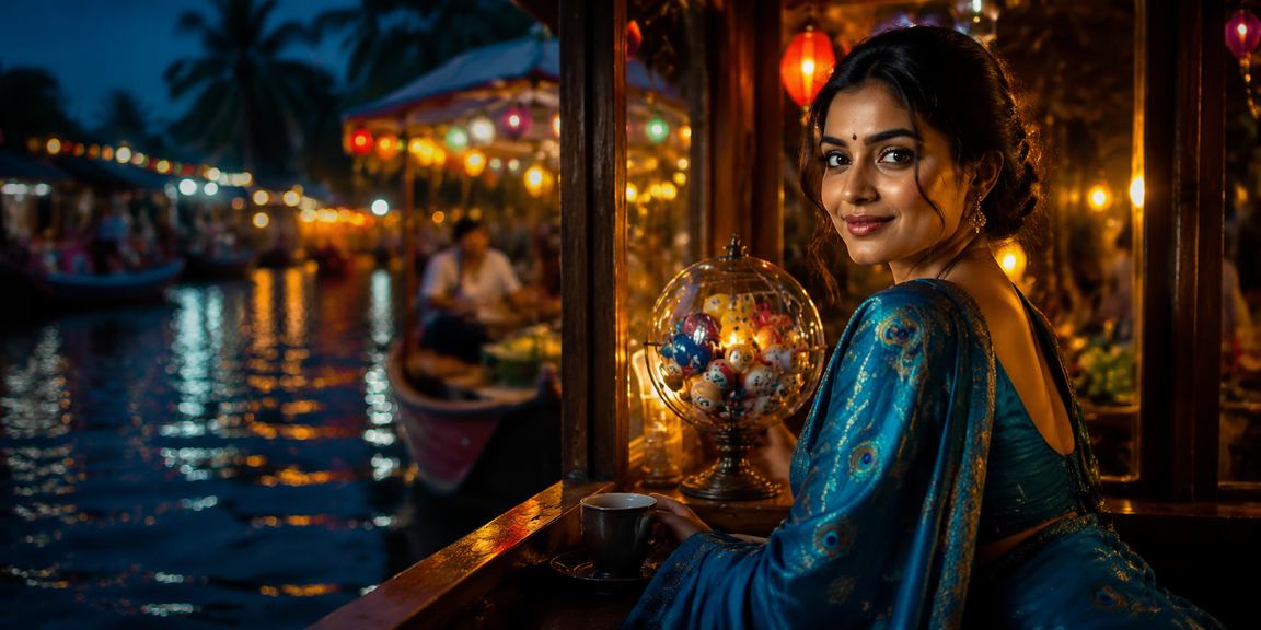 Lottery ticket sellers and players at Kerala backwaters